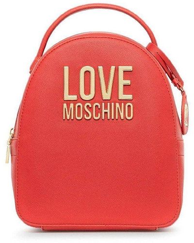 Love Moschino Metallic Logo Zipped Backpack - Red