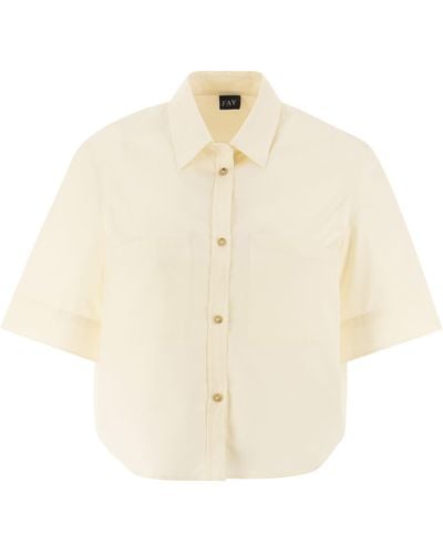 Fay Cropped Cotton Shirt - Natural