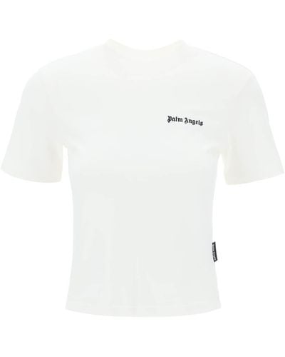 Palm Angels "rundes Nacken -T -Shirt mit gestickten - Weiß
