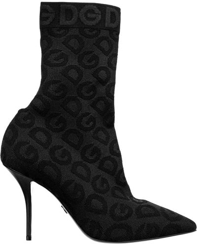 Dolce & Gabbana Logo-Stiefel mit Socken - Schwarz