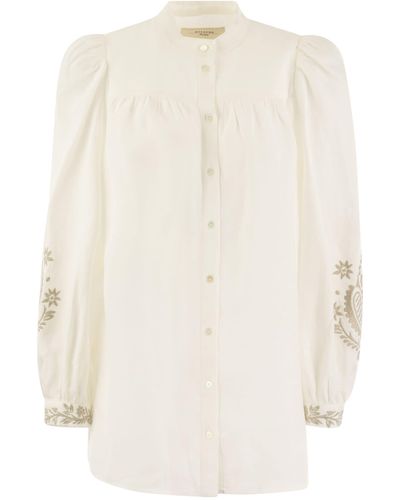 Weekend by Maxmara Carnia Linen Cloth Shirt With Embroidery - White