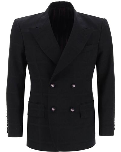 Etro Double Breaaken Jacke mit Scheckmuster - Schwarz