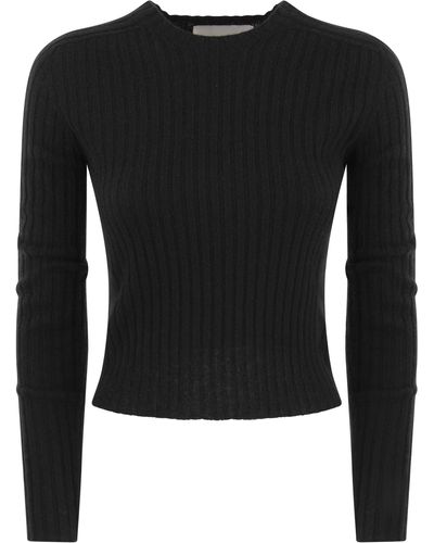 Vanisé Vanisé Lulu Ribbed Cropped Cashmere Knitwear - Black