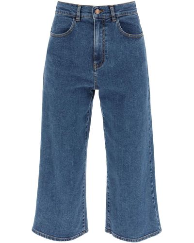 See By Chloé See By Chloe Organic Denim Culottes Pant - Blue