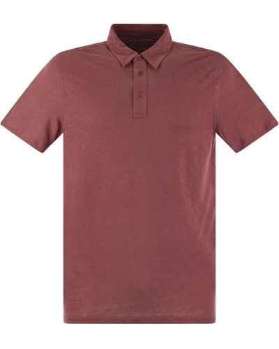 Majestic Linen Short Sleeved Polo Shirt - Red