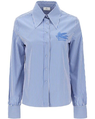 Etro Striped Regular Fit Hemd - Blau