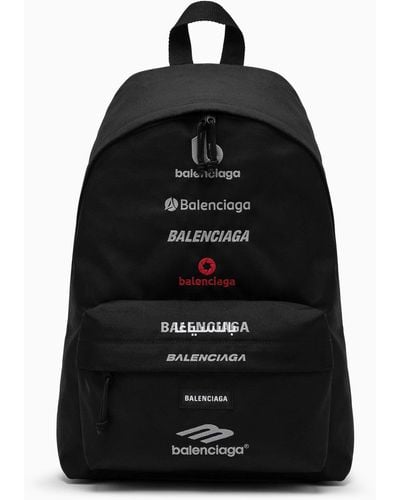 Balenciaga Recycled Nylon Explorer Backpack With Logos - Black