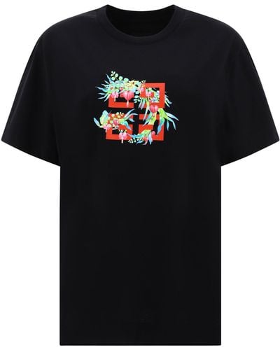 Givenchy "4 g Blumen" bedruckte T -Shirt - Schwarz