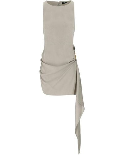 Elisabetta Franchi Pearl Asymmetric Dress - Natural