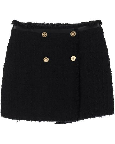 Versace Heritage Mini Rok In Boucle Tweed - Zwart