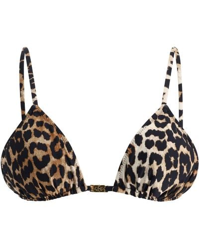 Ganni Leopard Print Bikini Top - Schwarz