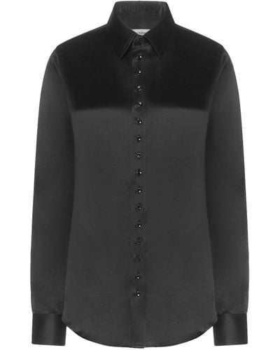 Saint Laurent Camisa de seda de - Negro
