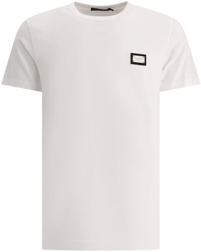 Dolce & Gabbana T -Shirt mit Logo Plaque - Weiß