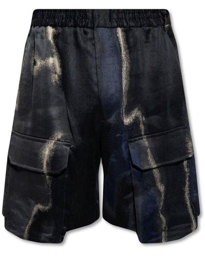 Fendi Linen And Cotton Shorts - Black