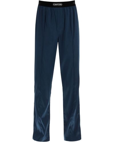 Tom Ford Pantaloni pigiama in seta - Blu