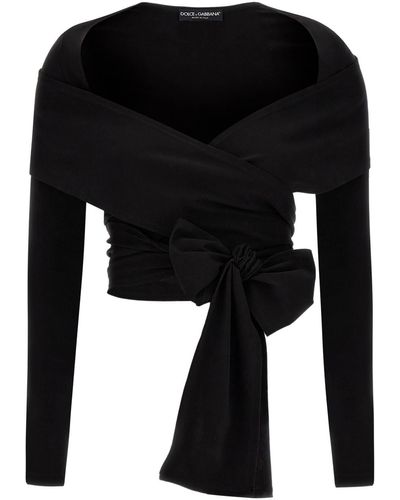 Dolce & Gabbana Milano Stitch Jersey encogiéndose de hombros - Negro