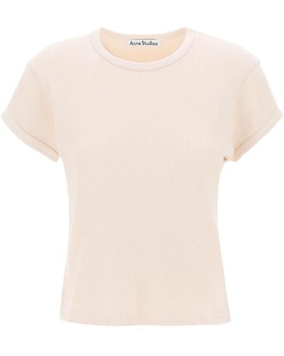 Acne Studios Cotton Honeycomb Patroon T -shirt - Wit