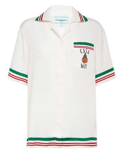 Casablancabrand Zijden Overhemd Met Print - Wit