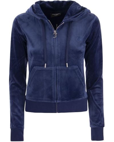 Juicy Couture Cotton Samt Hoodie - Blau