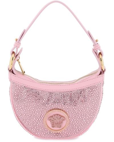 Versace Repeat Mini Bolsa De Hobo Con Cristales - Rosa