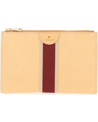 Il Bisonte Leather Pouch With Ribbon - Natural