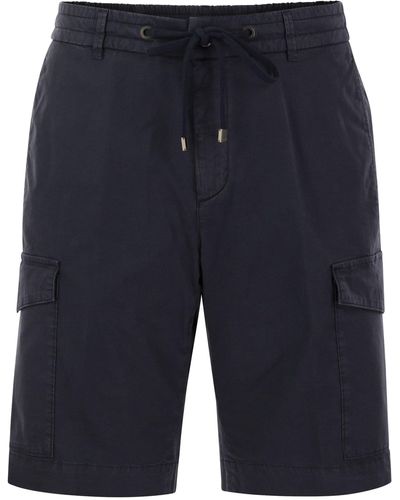 Peserico Lightweight Cotton Lyocell Canvas Jogger Bermuda Shorts - Blue