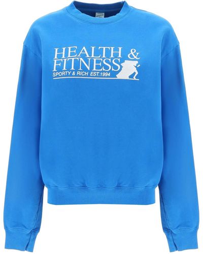 Sporty & Rich Sportliches und reichhaltiges Fitness Motion-Sweatshirt mit Rundhalsausschnitt - Blau