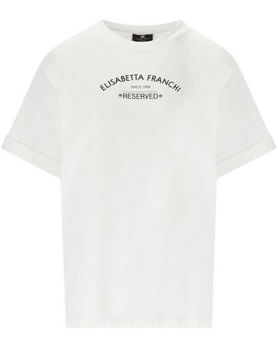 Elisabetta Franchi White T -Shirt mit Logo - Weiß