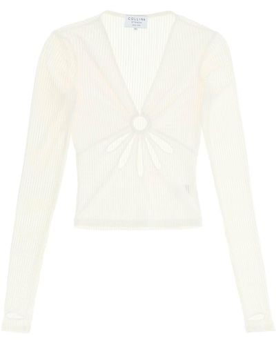 Collina Strada 'flower' Top With Cut Outs - White