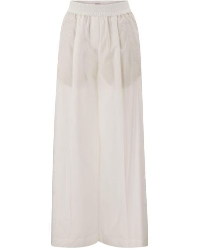 Brunello Cucinelli Pantalones de algodón de luz relajada - Blanco
