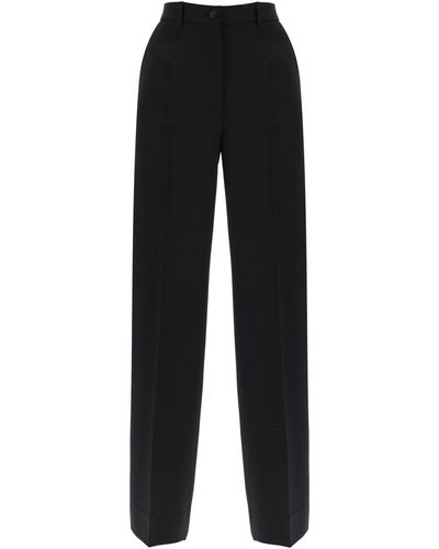 Dolce & Gabbana Pantalon de couture à jambe large - Noir