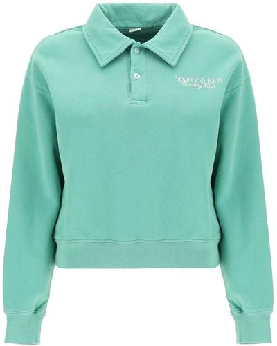 Sporty & Rich 'sr Country Club' Polo Sweatshirt - Green