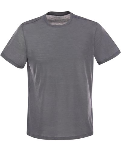 Majestic Crew Neck T Shirt In Silk And Cotton - Gray