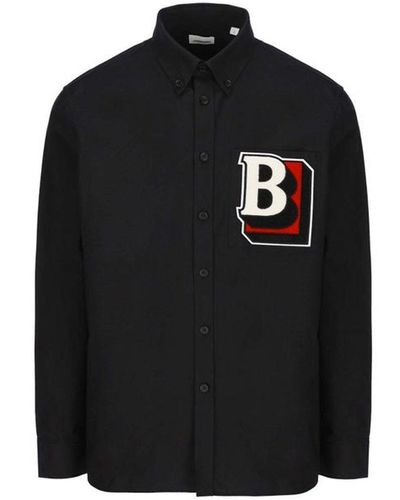 Burberry Camicia in cotone con logo - Nero