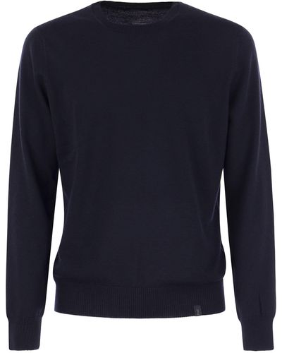 Fay Wool Crew Neck Pullover - Blue