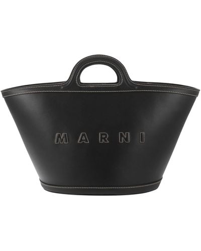 Marni Tropicalia S Leather Handbag - Black