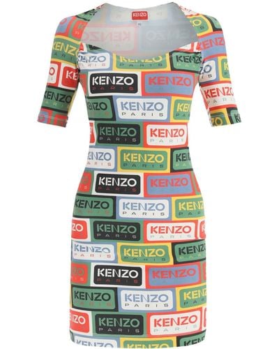 KENZO ' Labels' Mini Vestido - Gris