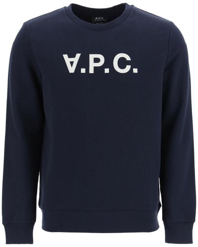 A.P.C. Felpa Logo V.P.C. Flock - Blu