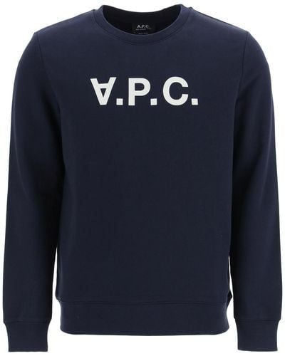 A.P.C. APCVPC Sweat à logo floqué - Bleu