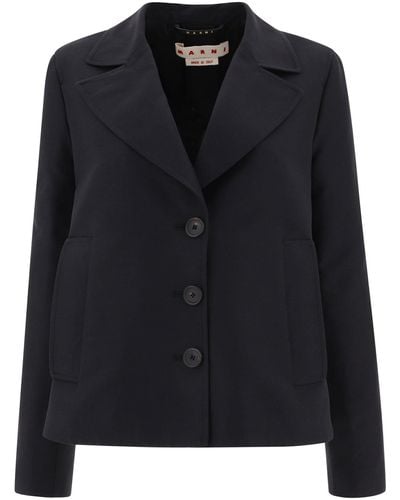 Marni A-line Cady Jacket With Back Pleat - Black