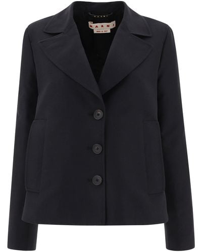 Marni Una chaqueta cady de línea con plieguero trasero - Negro