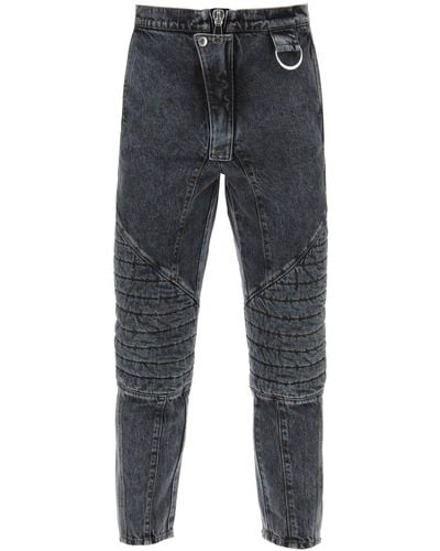 Balmain Jeans avec des inserts matelassés et rembourrés - Bleu