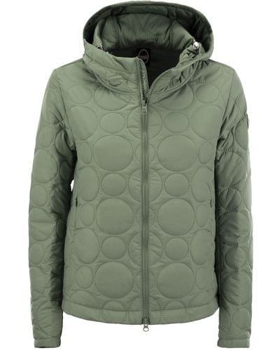 Colmar Hoop Jacket With Hood And Circular Quilting - Green