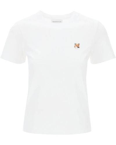Maison Kitsuné Fox Head Crew Teck Camiseta - Blanco