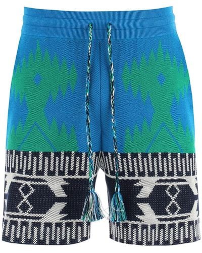 Alanui Jacquard Cotton Icon Shorts - Blau