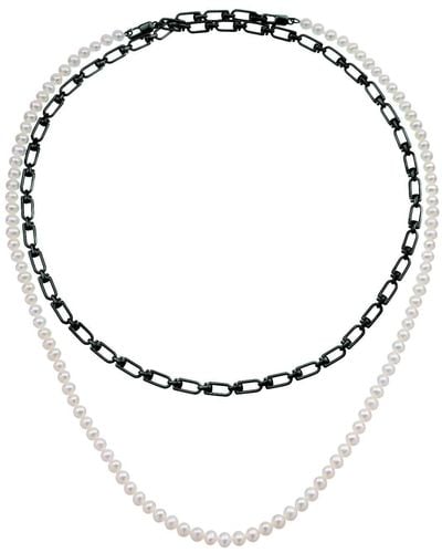 Eera 'Reine' Doppelkette mit Perlen - Weiß