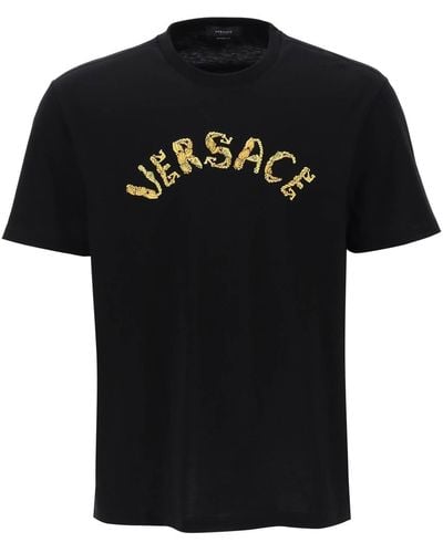 Versace Logo Cotton T-shirt - Black