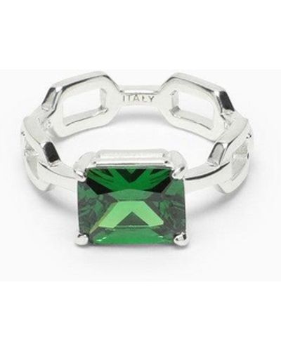 Hatton Labs Ring con zirconia cubica verde - Metallizzato