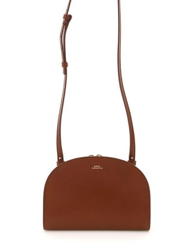 A.P.C. Demi Lune Leather Clucth - Brown