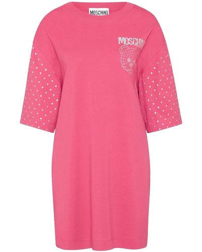 Moschino Couture Cotton Crystal Teddy -jurk - Roze